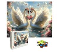 Puzzle 1000 Pièces Animal, Puzzle Adulte Bois, Impossible Classique Jigsaw Puzzles Cygne, Jeu D'adresse pour Toute la Famille, Puzzles Coloré Jeu de Ponte, Magnifique Decoration 75 X 50 cm 8p-97