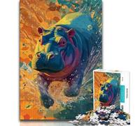 Puzzle 1000 pièces Animal Rhinocéros Puzzle 1000 pièces pour Adultes Cadeaux Jouets éducatifs et éducatifs Décoration d'intérieur Unique et Cadeaux (50x75cm)