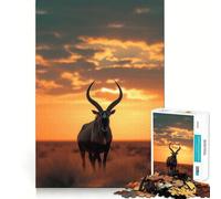 Puzzle 1000 pièces Animaux au Coucher du Soleil Cadeau pour Adultes Exercice cérébral Jeu d'assemblage Artistique Relaxant Cadeau mémorable 50x75cm