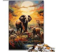 Puzzle 1000 pièces Animaux d'Afrique, Jeu Familial créatif et décoration d'intérieur, Cadeau de Noël idéal pour Les Adolescents (Taille : 26x38cm)