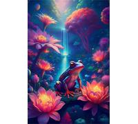 Puzzle 1000 Pieces Animaux Grenouilles Lotus, Jeux éducatif Défi Jouets Puzzles Classiques, Parfaitement Emboîtable Lettres au Dos, pour Vous Faciliter le Travail pour Hommes Femmes Plus âgés 75x50 cm