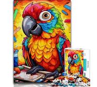 Puzzle 1000 pièces Animaux Oiseaux Perroquets, Difficile à compléter mais Amusant et Humoristique avec Affiche et fiche de Questions-réponses Assorties 38x26cm