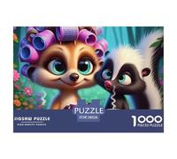Puzzle 1000 pièces Animaux Thé Suricate Moufette - Extrêmement Difficile, Papier Recy coration Murale 38x26cm/1000pcs