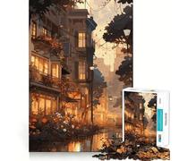 Puzzle 1000 pièces Anime City Sunset Dusk,défi Mental,Assemblage Stable,pièces Qui ne bougent Pas,Passe-Temps agréable pour Les Longs Week-Ends (38x52cm)