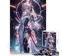 Puzzle 1000 pièces Anime CyberGirl Neon Dream Jeu de logique pour Adultes Loisirs agréables Bords Nets Cadeau Parfait (38x52cm)