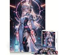Puzzle 1000 pièces Anime CyberGirl Neon Dream pour Adultes Stimulation logique et détente Assemblage sans Couture Cadeau Festif (50x75cm)
