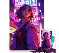 Puzzle 1000 pièces Anime Girl Cyberpunk,Jeu de réflexion créatif,pièces Robustes et découpées avec précision,idéal pour Les Voyages (50x75cm)