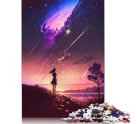 Puzzle 1000 pièces Anime Girl Étoiles Filantes Puzzle Adultes Difficulté Puzzle Jeux Relaxants Jouet Cadeau Halloween (75x50cm)