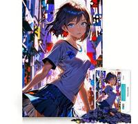 Puzzle 1000 pièces Anime Girl Urban Twilight,Jeu de réflexion créatif,pièces Robustes et découpées avec précision,idéal pour Les Voyages (50x75cm)