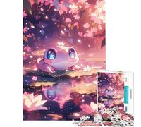 Puzzle 1000 pièces Anime Grenouille Fleur de Sakura Défi cérébral Jeu addictif et Manuel Cadeau d'anniversaire Cadeau de Père Noël Secret (Dimensions 38x26cm)