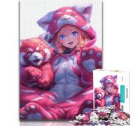 Puzzle 1000 pièces Anime Red Panda Girl pour Adultes et Adolescents, Anti-Stress, défi Difficile, à Offrir en Cadeau à Toute la Famille 38x26cm