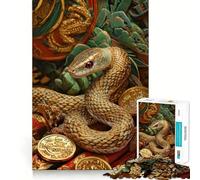Puzzle 1000 pièces Année du Serpent Jeu de réflexion Amusant Pièces précises et Parfaitement assemblées Activité relaxante en Groupe à l'intérieur (38x26cm)