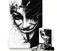 Puzzle 1000 pièces Anonymous Mask Art Vendetta pour Adolescents Jeu de détente Connexion Fluide Véritable défi Surprise du Père Noël (38x26cm)