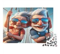 Puzzle 1000 pièces Antidote au Stress pour Adultes Aventure Couple Âgé - Mamie Papi balançoire, épais, Robuste, Difficile, Relaxation, Cadeau Familial 38x26cm/1000pcs