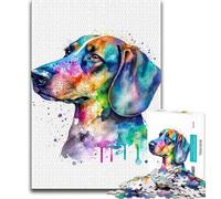 Puzzle 1000 pièces Aquarelle Chien Saucisse pour Adolescents Jeux éducatifs décoration d'intérieur à Offrir en Cadeau à Toute la Famille (50x75cm)