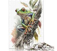 Puzzle 1000 pièces Aquarelle Grenouille arboricole pour Adultes et Adolescents, Puzzle en Papier, Cadeaux de Noël, 1000 pièces (75 x 50 cm)
