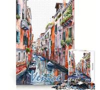 Puzzle 1000 pièces Aquarelle Venise pour Adultes Exercice cognitif Détente Facile Bords Nets Idée Cadeau (38x52cm)