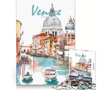 Puzzle 1000 pièces Aquarelle Venise pour Adultes Stimule l'agilité cérébrale Facile à apprécier Assemblage sécurisé Idée Cadeau de Noël (38x52cm)