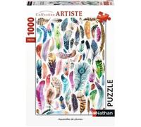 Puzzle 1000 pièces Aquarelles de plumes, Adultes et enfants dès 14 ans, Puzzle de qualité supérieure, Collection Artiste, 87640, Nat