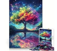 Puzzle 1000 pièces Arbre Arc-en-Ciel Ciel Nocturne pour Adultes Jeu de Réflexion Image Douce et Relaxante Assembler Joli Cadeau (38x26cm)