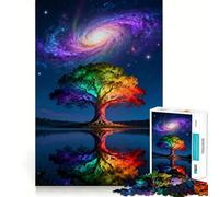 Puzzle 1000 pièces Arbre Arc-en-Ciel et reflet de Galaxie pour Adultes renforce la mémoire, Divertissement décontracté, Bords Nets, Cadeau Classique (38x26cm)