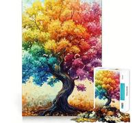 Puzzle 1000 pièces Arbre Arc-en-Ciel Jeu de réflexion pour Adultes Image Douce et relaxante Assembler Joli Cadeau (38x26cm)