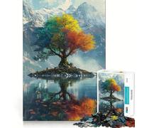 Puzzle 1000 pièces Arbre aux Couleurs psychédéliques Bords Parfaits Jeu cognitif Jeu de Relaxation Décoration Artistique de Noël (38x26cm)