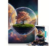 Puzzle 1000 pièces Arbre dans Une Bulle dans l'espace Découpe Parfaite Jeu de logique Amusant et Gratuit Activité d'anniversaire (50x75cm)