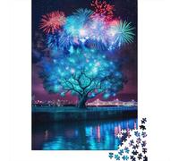 Puzzle 1000 pièces Arbre de feu d'artifice coloré pour Adultes et Adolescents, Jouets éducatifs en Bois (38 x 26 cm)