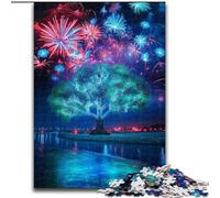 Puzzle 1000 pièces Arbre de feu d'artifice coloré pour Adultes, Jouets éducatifs et éducatifs, Jeux familiaux avec Affiche et fiche de Questions-réponses (26x38cm)