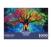 Puzzle 1000 pièces Arbre de Vie - Arbre coloré & Silhouette Humaine, Jeu défiant, Cadeau 38x26cm
