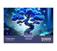Puzzle 1000 pièces Arbre de Vie - Bonsaï Bleu, Cascade & étoiles, Jeu Familial défiant 70x50cm