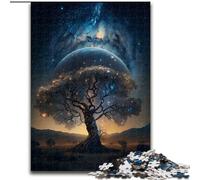Puzzle 1000 pièces Arbre de Vie Cosmique en Bois, Casse-tête Haute difficulté pour Adolescents 50x75cm Un pour Noël ou Un Anniversaire