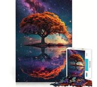 Puzzle 1000 pièces Arbre de Vie Cosmique Reflet Assemblage Parfait Jeu d'art et de Détente, Jouet pour Temps D'Extinction, Cadeau d'anniversaire Amusant (38x52cm)