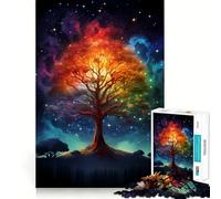 Puzzle 1000 pièces Arbre de Vie Galaxie Cosmique Bord Parfait Jeu Cognitif Jeu de Réflexion Jeu de Motivation Décoration Art de Noël (38x26cm)