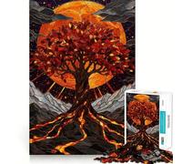 Puzzle 1000 pièces Arbre de Vie sous la Pleine Lune, découpe Premium, Jeu de réflexion, Exercice Mental, Moment de détente et de Divertissement, Cadeau d'anniversaire Amusant (50x75cm)
