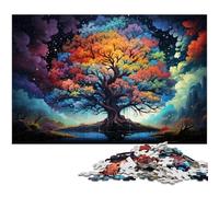 Puzzle 1000 pièces - Arbre du monde étrange et coloré - Puzzle en bois pour enfants, 1000 pièces (75 x 50 cm)