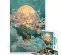 Puzzle 1000 pièces Arbre en Fleurs de Cerisier Kintsugi Assemblage Fin Jeu cognitif Amusant et Calme Cadeau d'anniversaire Artistique (50x75cm)