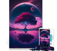 Puzzle 1000 pièces Arbre et planètes Bords Parfaits Jeu cognitif Jeu de Relaxation Décoration Artistique de Noël (38x52cm)