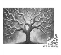 Puzzle 1000 pièces Arbre Gothique Horreur, Arbre Abstrait Monochrome, Jeu Éducatif pour Adultes 12 Ans et Plus, Belle Décoration, Niveau de Difficulté et de Cadeau d'anniversaire, 52 x 38 cm,