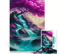 Puzzle 1000 pièces Arbre Magique Rose et Cascade pour Adultes Renforce la mémoire, Loisirs, Divertissement, qualité, Cadeau élégant (38x26cm)