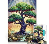 Puzzle 1000 pièces Arbre Royal Vitrail pour Adolescents Stimule la mémoire, réduit Le Stress, découpe de qualité supérieure, Cadeau précieux 50x75cm