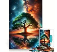 Puzzle 1000 pièces Arbre s'étendant vers l'espace Découpe de qualité supérieure Jouet d'exercice Mental et de Paix Cadeau d'anniversaire Amusant (50x75cm)
