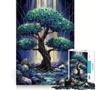 Puzzle 1000 pièces Arbre Sombre Vitrail Cadeau pour Adultes Renforcement des Souvenirs Sérénité Qualité Bordure Vœux du Père Noël 38x26cm