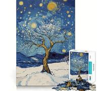 Puzzle 1000 pièces Arbre sous Une Nuit étoilée Décoration découpée soignée Jeu de réflexion Cadeau Jeu Calme Activité d'anniversaire (50x75cm)