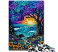 Puzzle 1000 pièces Arbres au Bord de l'océan Jeu éducatif Défi Jouet Décoration Murale Cadeaux d'anniversaire et de Noël Uniques 26x38cm