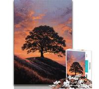 Puzzle 1000 pièces Arbres au Coucher du Soleil pour Adolescents, défi d'intelligence cérébrale, Jouets addictifs pour la décoration de la Maison (Taille 75x50cm)