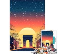 Puzzle 1000 pièces Arc de Triomphe au Coucher du Soleil Jeu captivant pour développer la Patience Décoration et Cadeau d'anniversaire Parfaits (Dimensions 50x75cm)