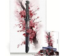 Puzzle 1000 pièces Arme en Fleurs de Cerisier pour Adolescents Un Passe-Temps Calme et Stimulant,aux Bords précis,idéal comme Cadeau de Noël (50x75cm)