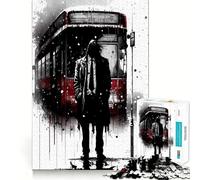 Puzzle 1000 pièces Arrêt de Bus pour apparitions Découpe soignée Décoration Jeu de logique et de Calme Décoration de Noël Cadeau (38x52cm)
